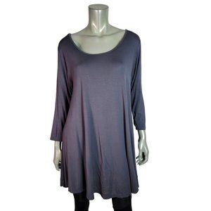 Larace‎ Swing Top Plus Size 2X Oversized 3/4 Sleeve Pullover Casual Stretch Gray